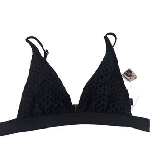 New Black Fishnet Swimsuit Traingle Bikini Top Womens Size S Ris-k